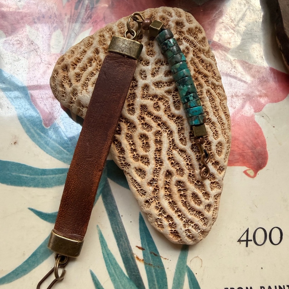 Brown and Turquoise Leather Bracelet